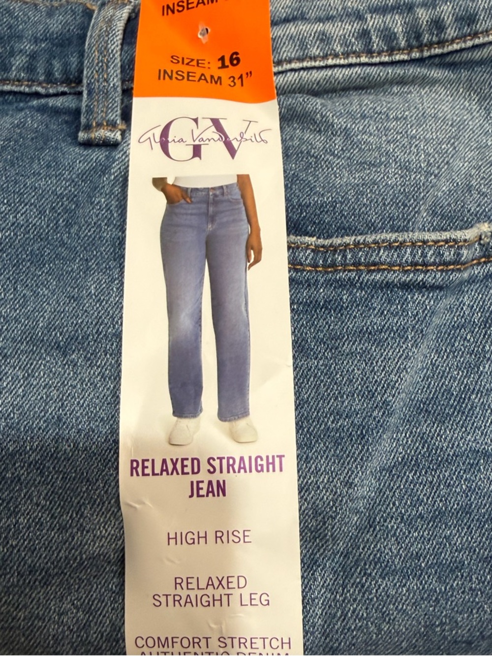 GLORIA VANDERBILT High Rise RELAXED STRAIGHT JEAN DENIM 31” Inseam Plus Size 16 - Picture 7 of 9